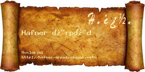 Hafner Árpád névjegykártya